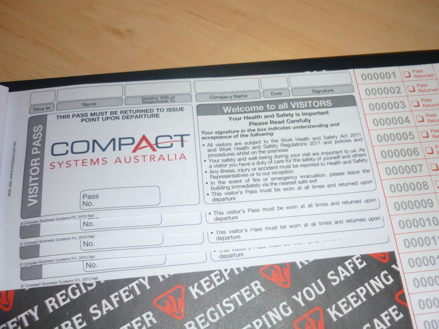 Visitor Pass Books Compact Business Systems Australia