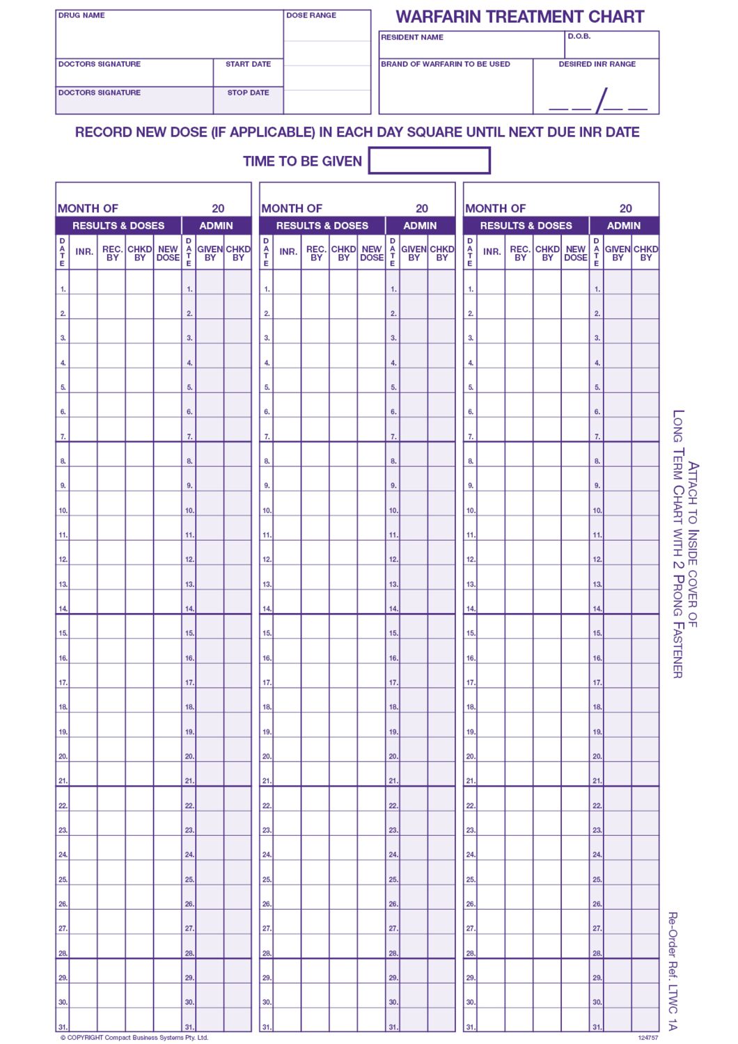 Coumadin Management Chart