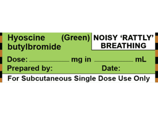 Hyoscine butylbromide (Green) Noisy 'Rattly' Breathing