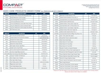 Compact Aged Care Order Form